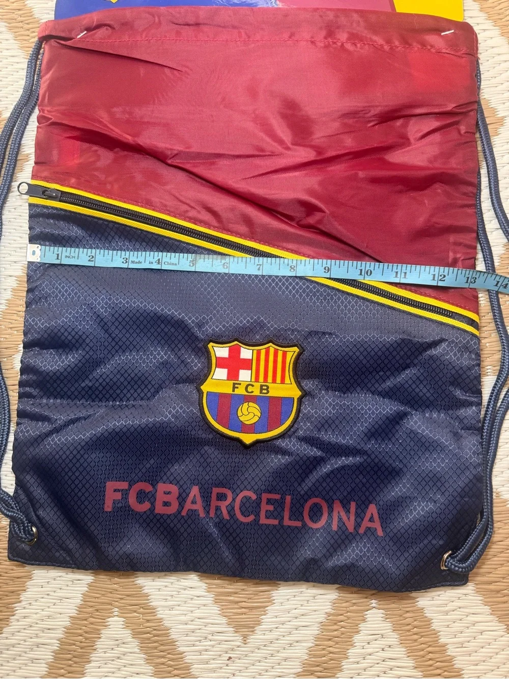 Rhinox FC Barcelona Soccer Drawstring Bag Burgundy/Navy Official Licensed